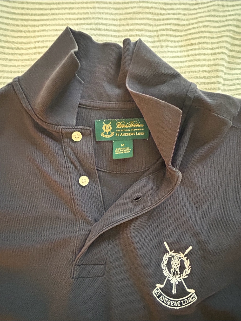 Brooks Brothers Men's Polo Shirt - Dark Navy with White Embroidery